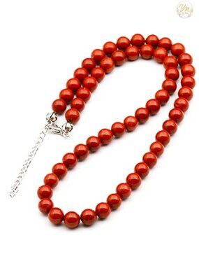 Natural Red Jasper Beaded Choker Necklace 8mm Handmade Adjustable Macrame Cord